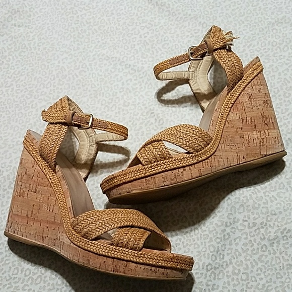 stuart weitzman minx woven cork wedge sandals
